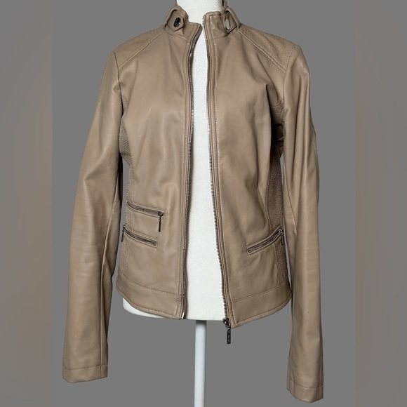 Guess Taupe Leather-Look Jacket - Picture 1 of 6